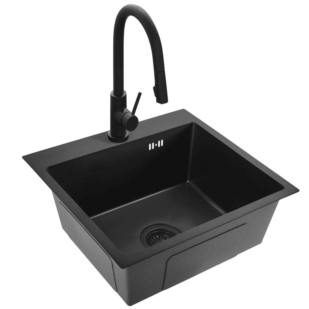 Lavello In Acciaio Leo 50 Black con rubinetto da cucina