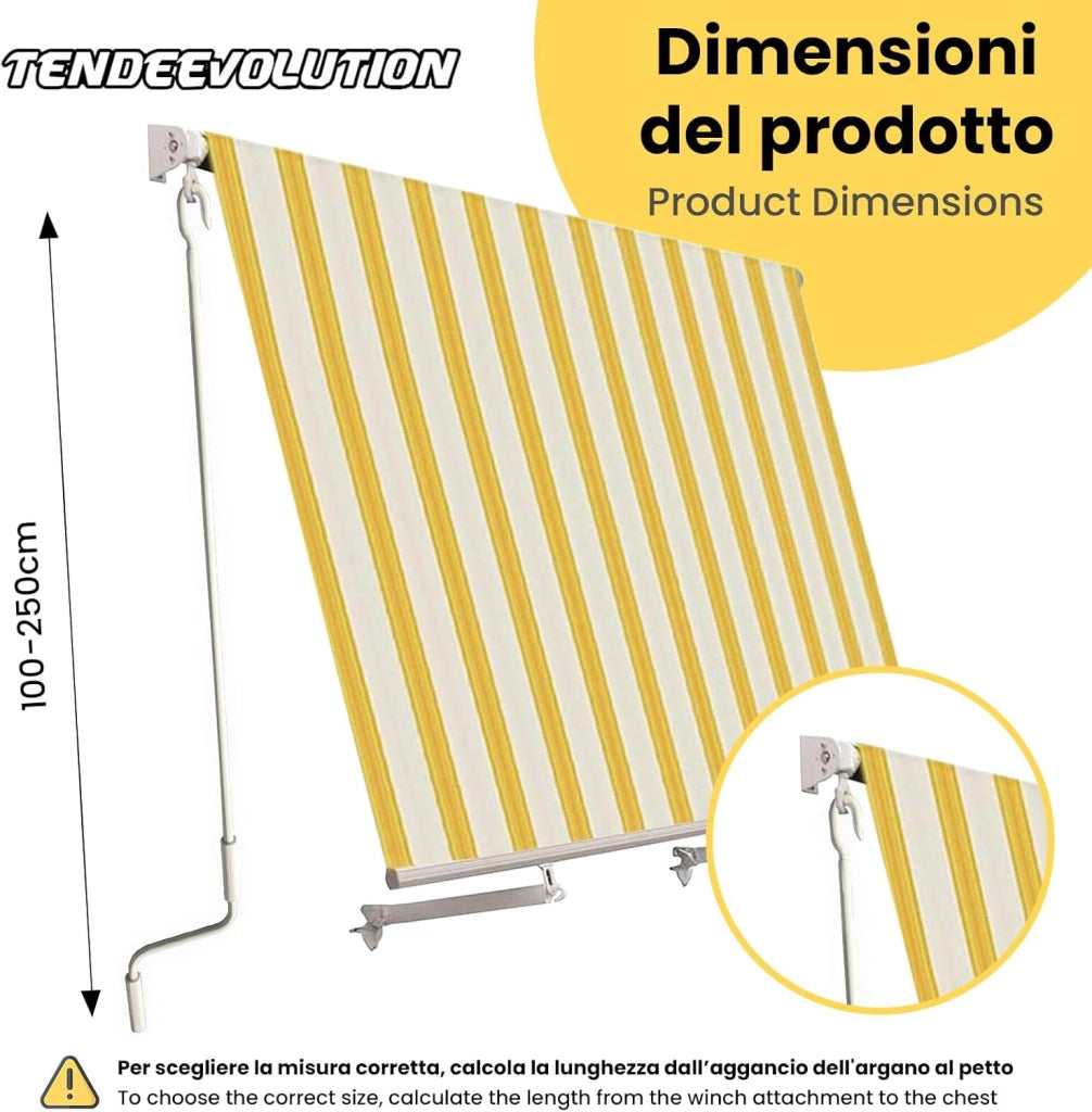 Asta Di Manovra Per Tenda Da Sole Varie Misure, Bastone Universale Per Tende (NERO 2,2 METRI)