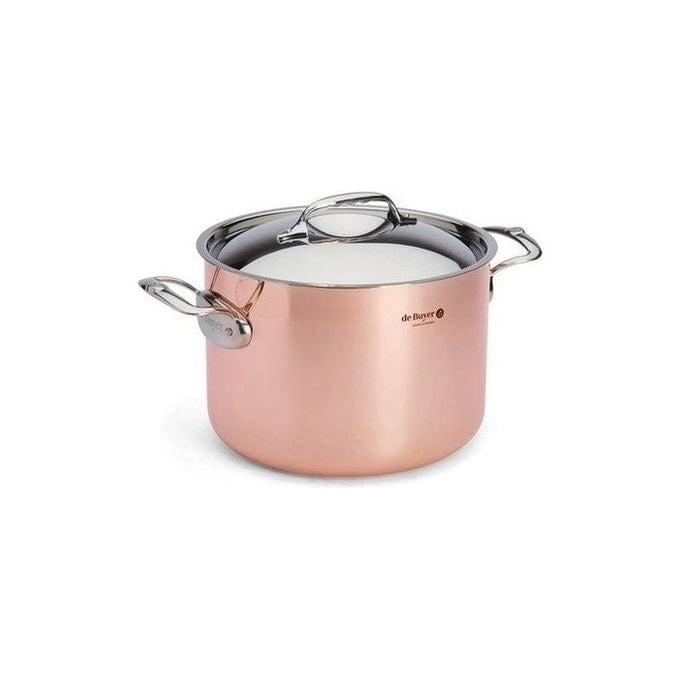 DE BUYER 6243.24 PRIMA MATERA Pentola Alta in Rame e Acciaio Inox Diametro 24 cm Altezza 16.5 cm Capacita' 7.5 l Compatibile Induzione colore Acciaio