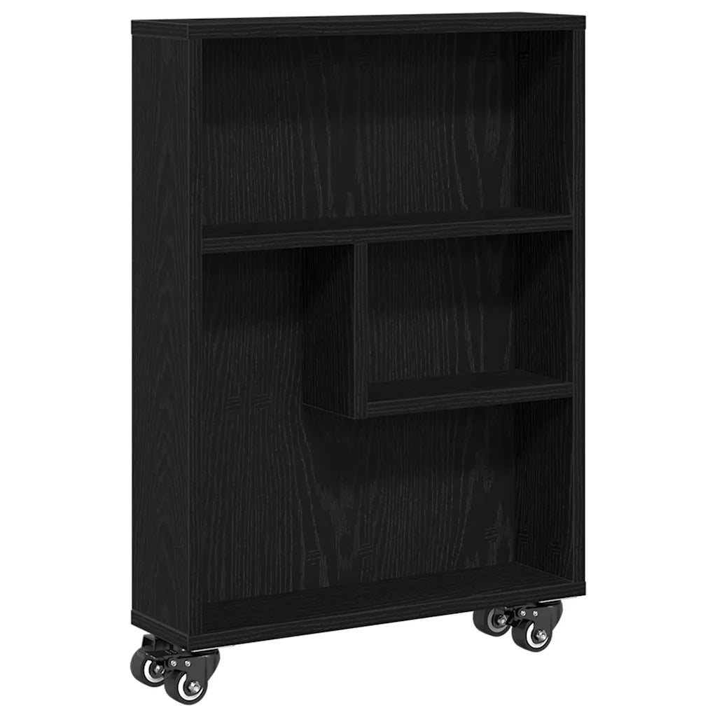 Carrello di Stoccaggio Stretto Rovere Nero 48 x 13 x 68 cm 868090