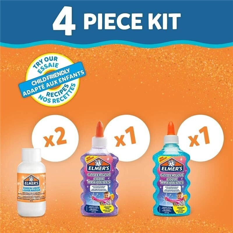 ELMER'S GLITTER SLIME KIT CON COLLA GLITTERATA VIOLA E BLU