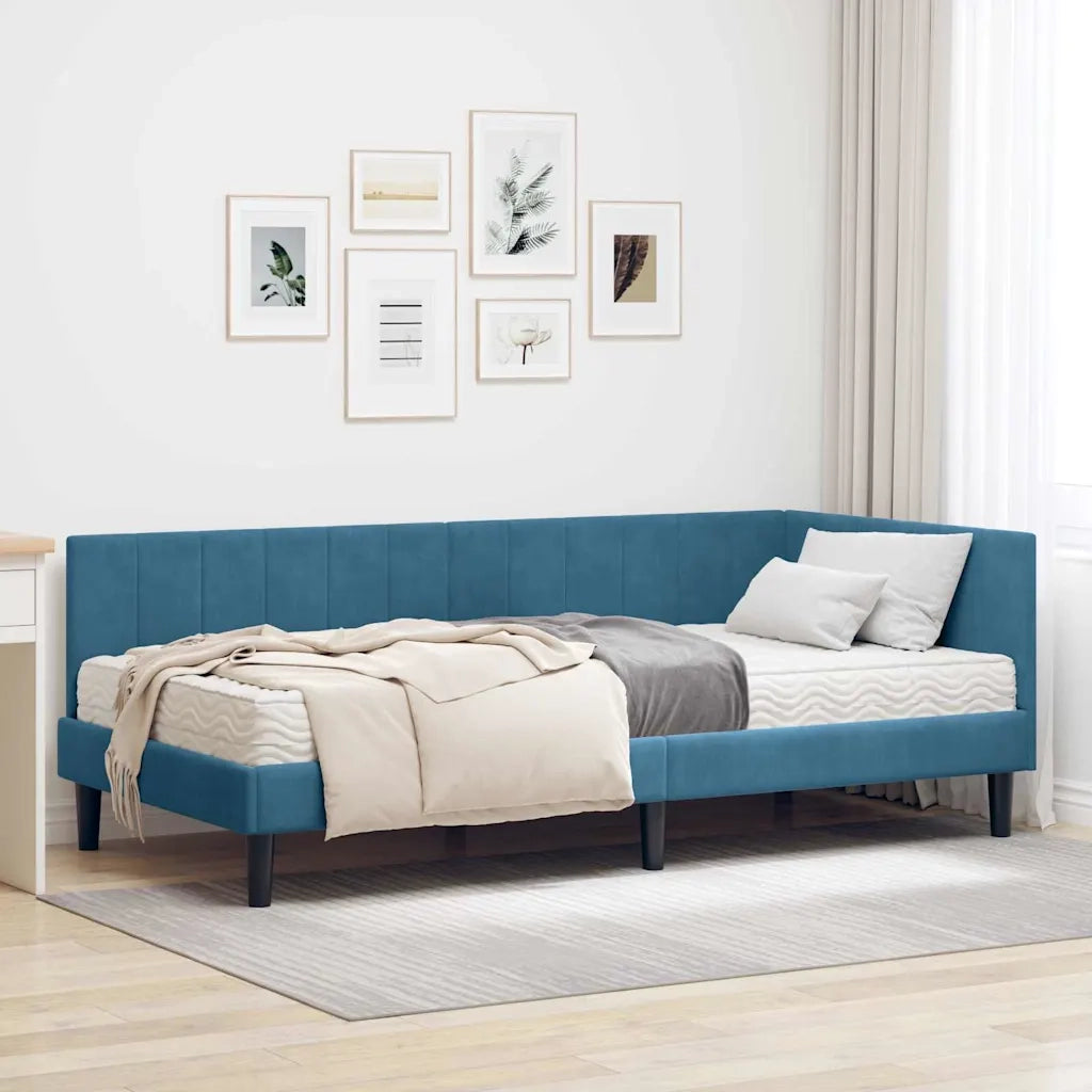 Struttura Letto Angolare con Materasso 2 pcs Blu Velluto 3393887
