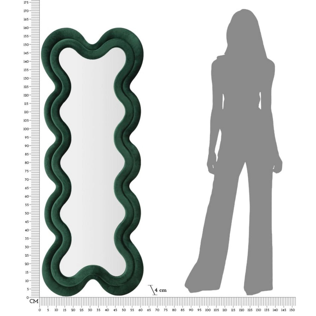 Specchio da parete Monica wavy in velluto verde 67x166 cm