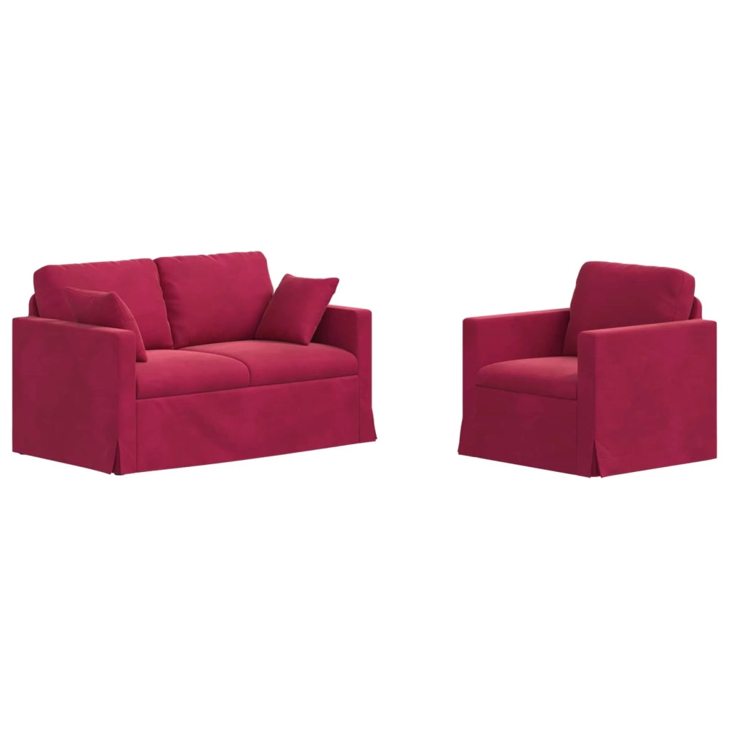 Set di divani 2 pcs Rosso Vino 138 x 78 x 80 cm Velluto 3407512