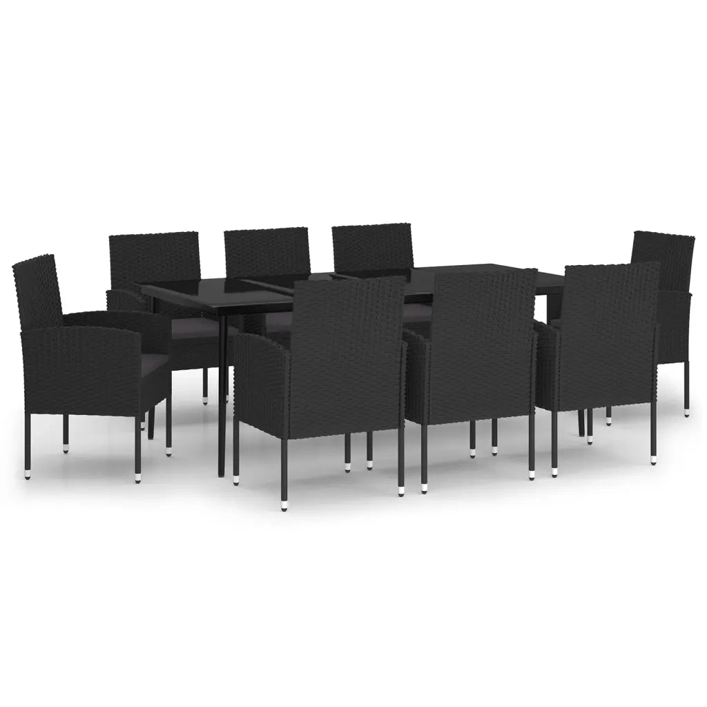 Set da Pranzo da Giardino 9 pz Nero 3099636
