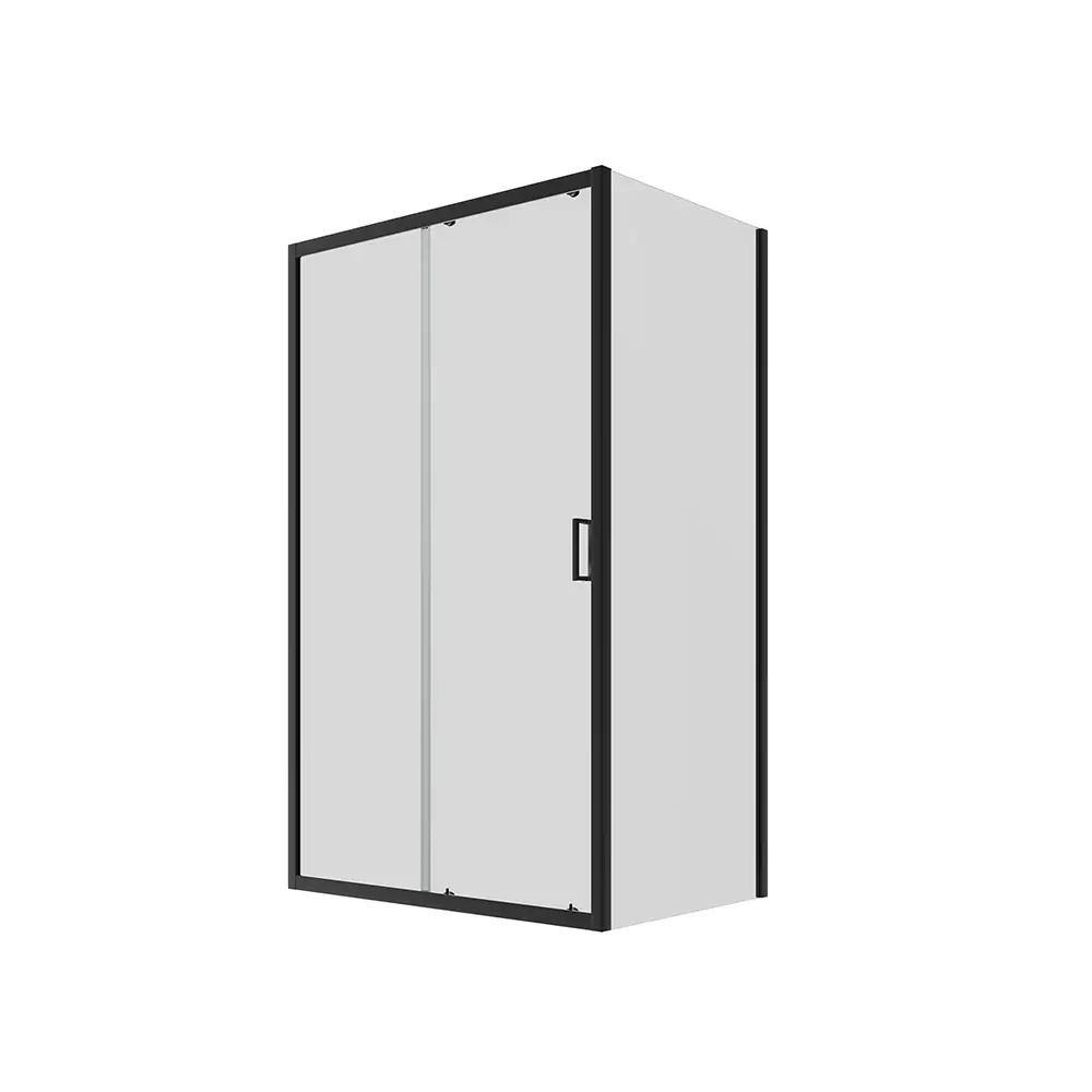 Box doccia 70x100 cm scorrevole vetro 6mm trasparente profili nero opaco | Lipari