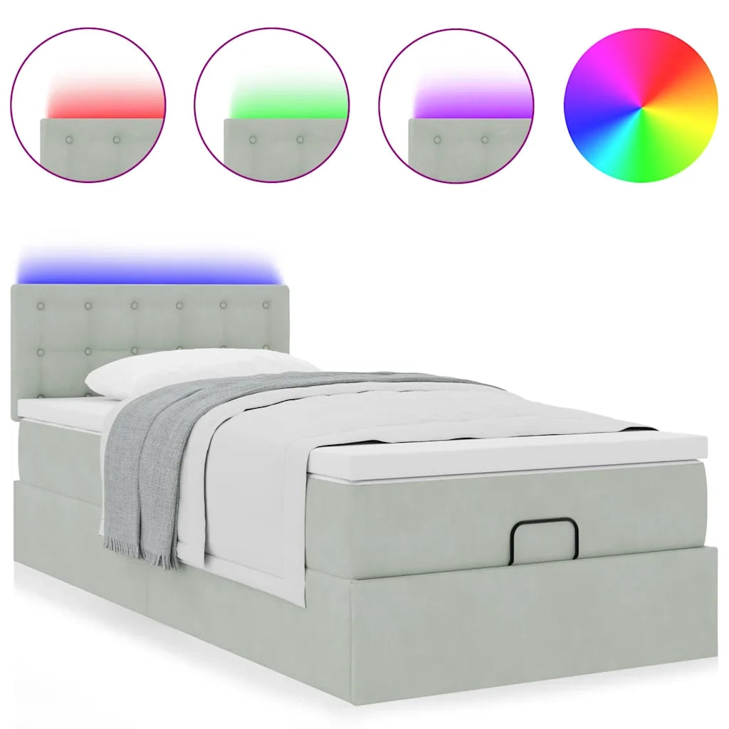 Struttura Letto Pouf con Materasso 90x190 cm in Velluto 3312734