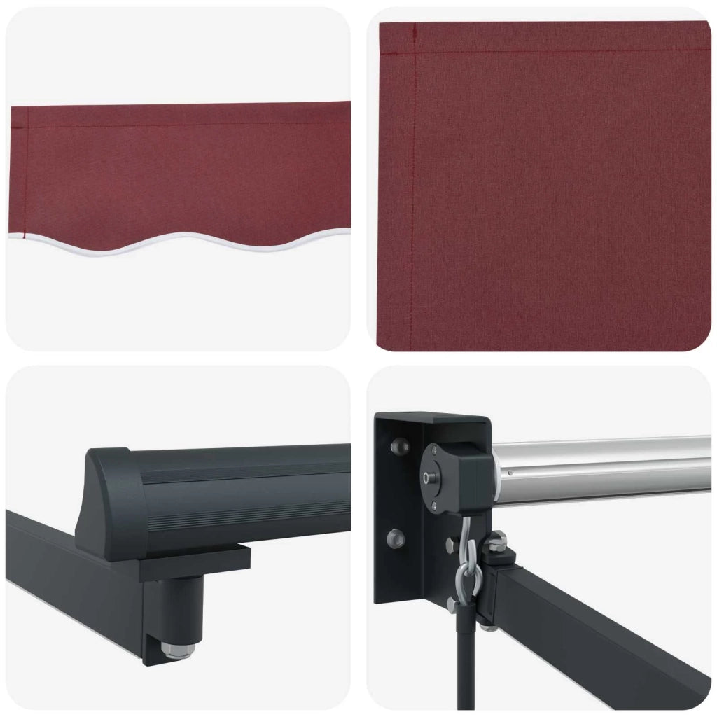 Tenda retrattile manuale con LED Borgogna e Antracite 4 × 3 m 3419460