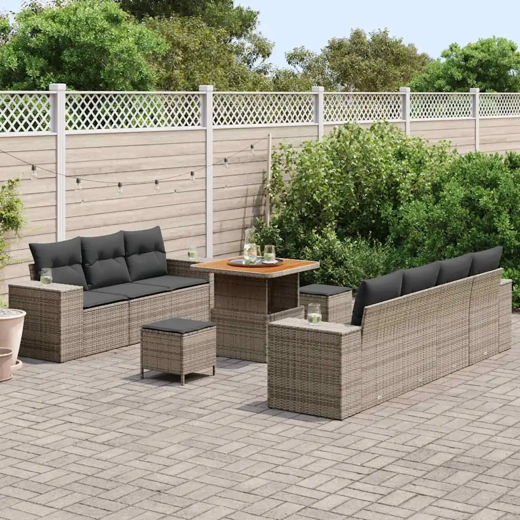 Set Divano da Giardino 10 pcs Grigio polyrattan 3361968