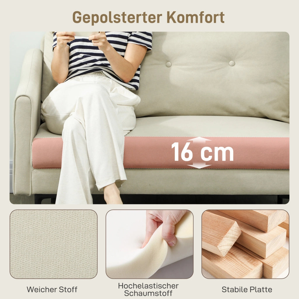 Divano 2 posti imbottito ¨C Minimal ¨C crema metallo