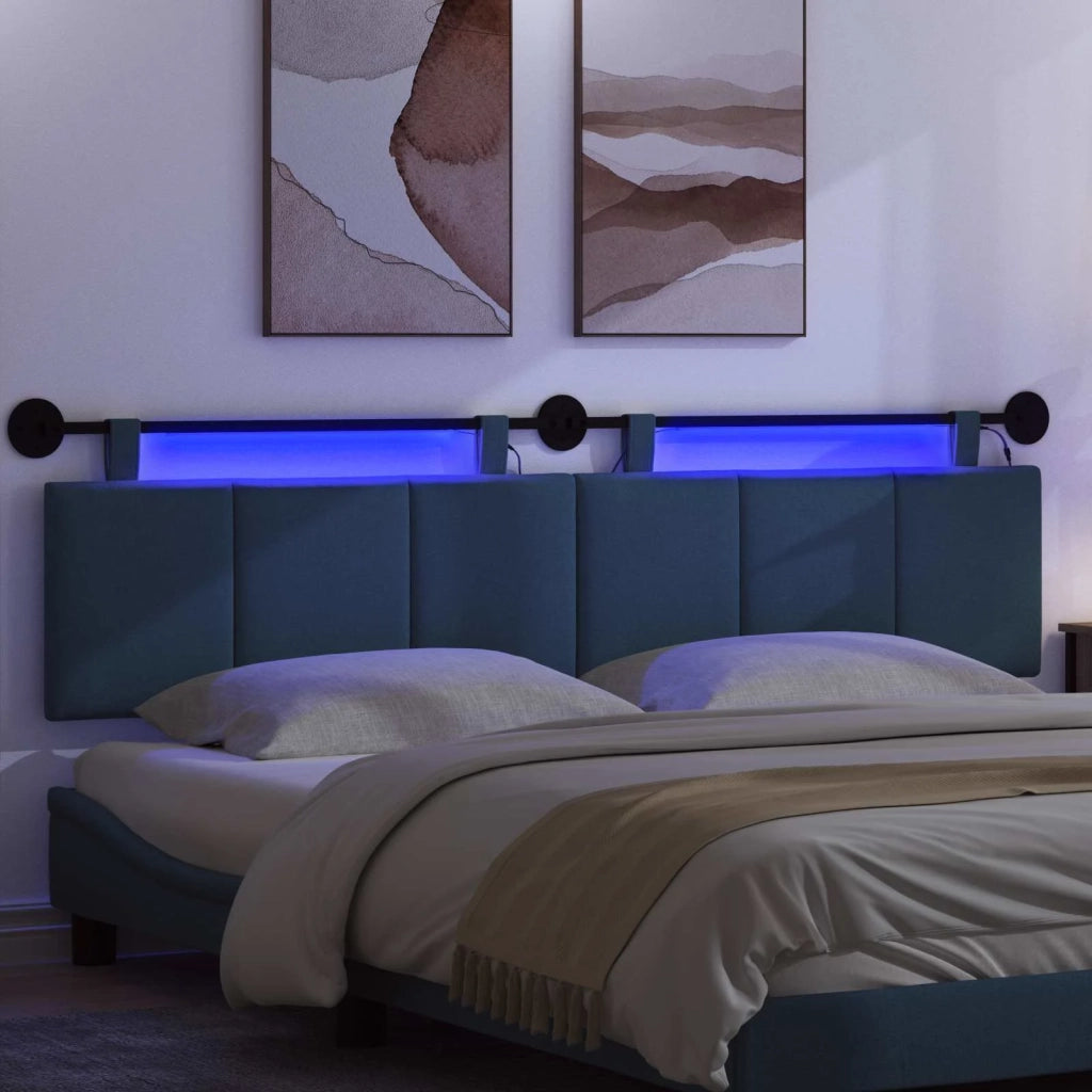 Testiera sospesa Con luce LED Blu Tessuto 3424836