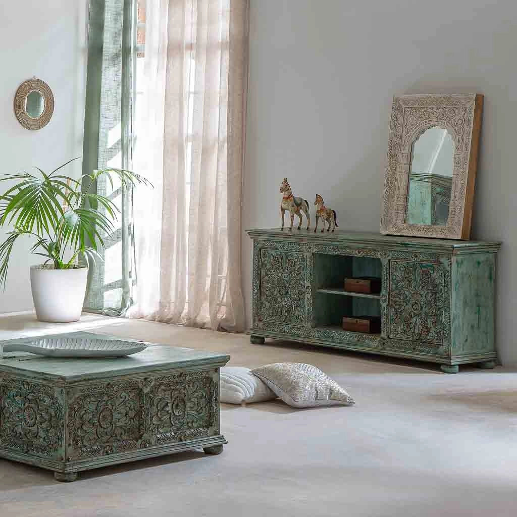 Credenza in legno verde 165x45x76