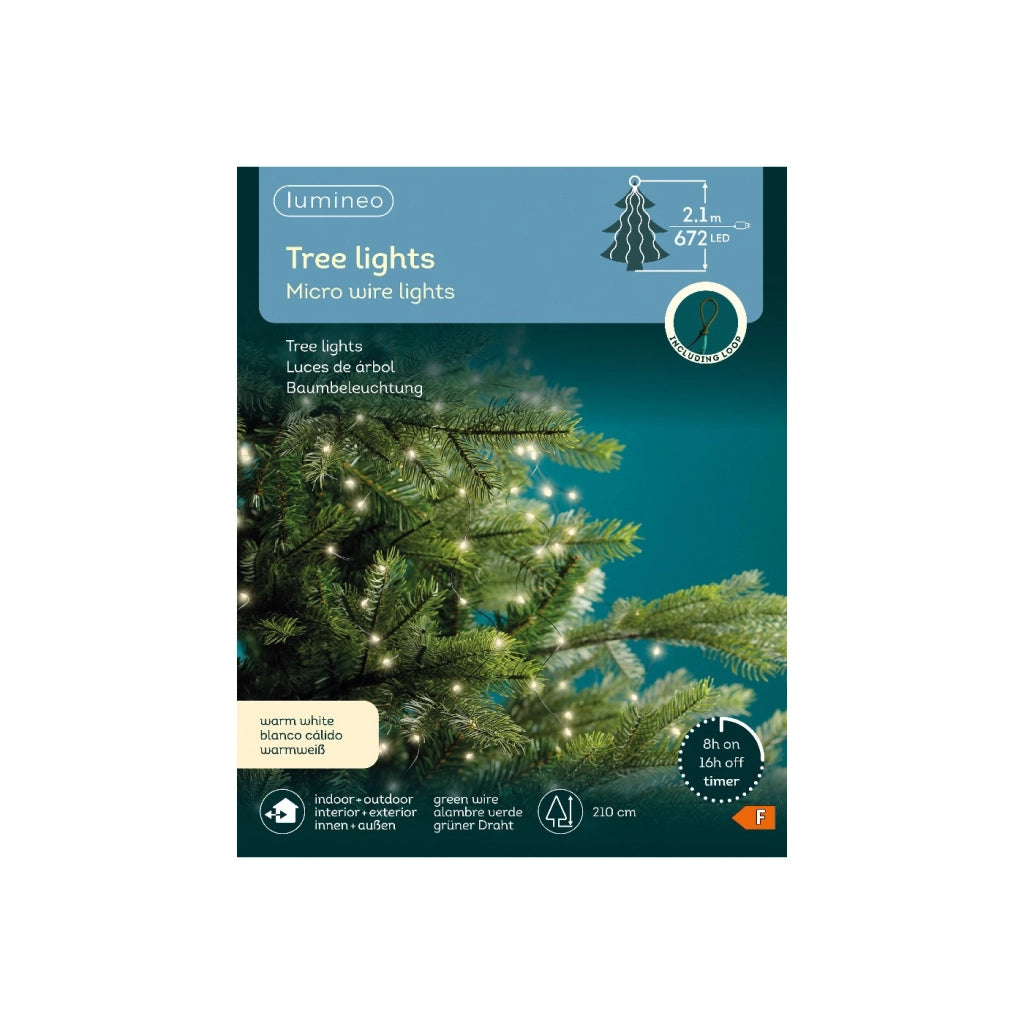 Micro LED a grappolo x albero verde/bianco caldo 210cm 8Funz OUT
