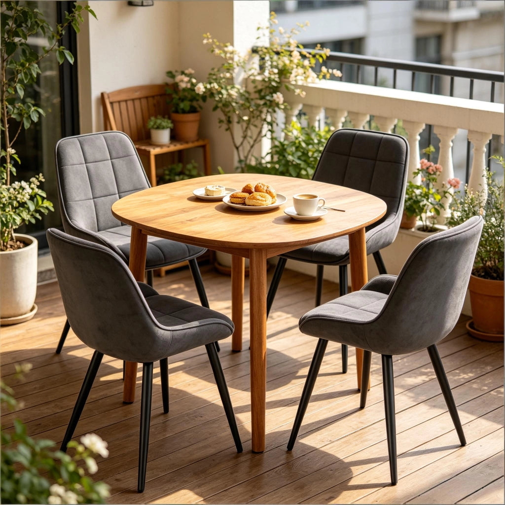 SEDIA Imbottita 81,5 cm Velluto Grigio Scuro Set da 4 pezzi