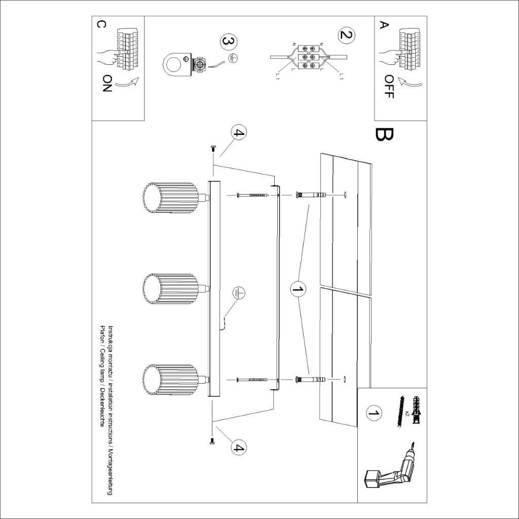 Lampada da soffitto KARBON 3L beige