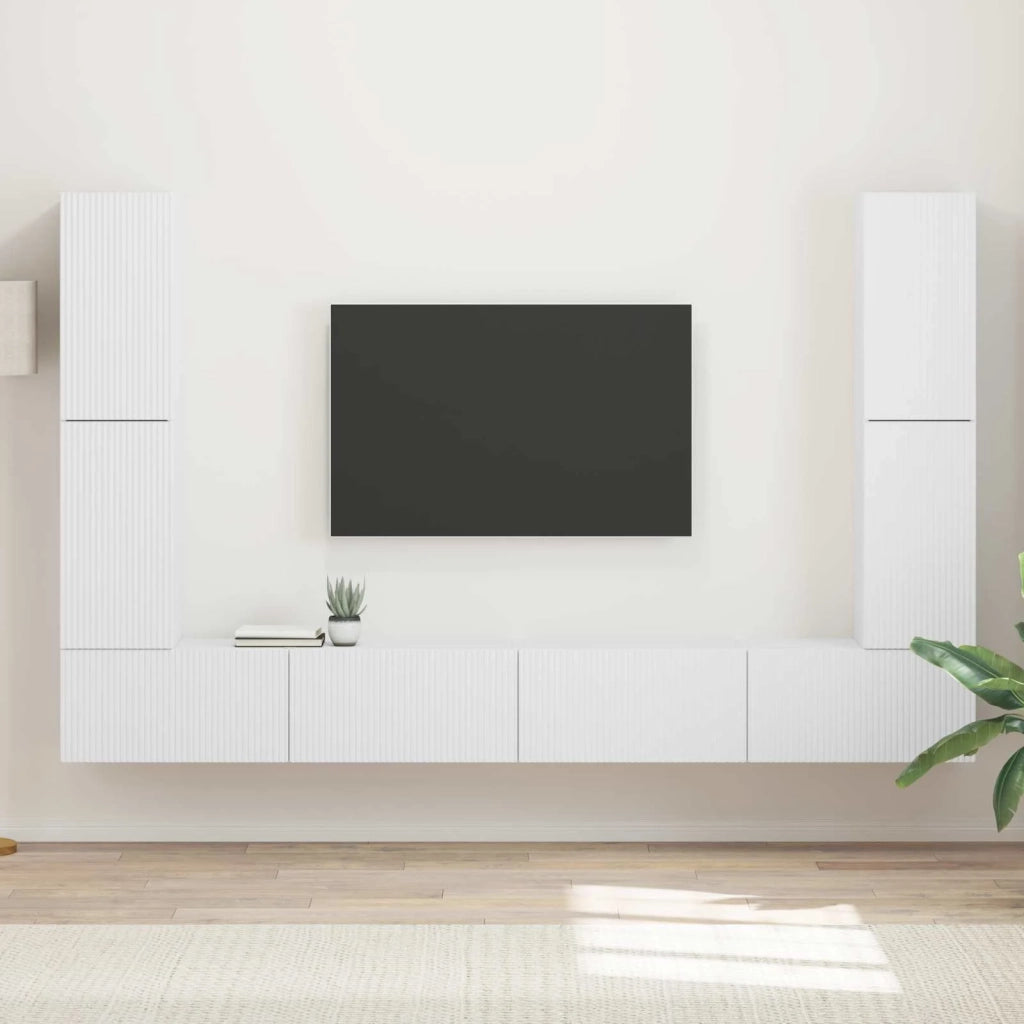 Set mobile TV 8 pcs Bianco Legno multistrato 3409132