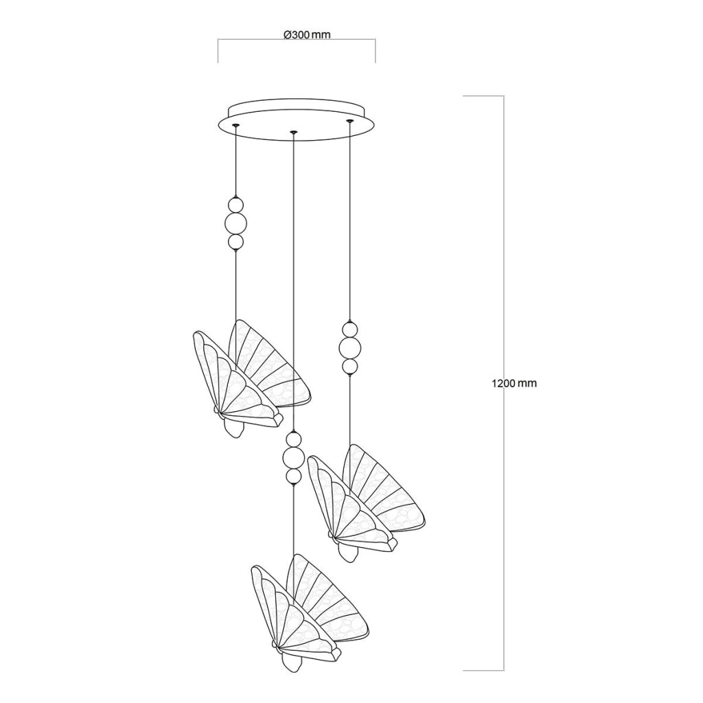 Lampada a sospensione LED oro farfalle glamour Mariposa