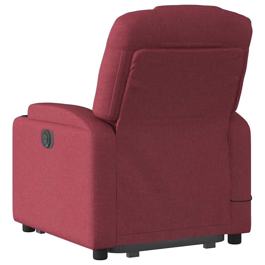 Poltrona | Sedia Relax Alzapersona Massaggio Reclinabile Rosso Vino Tessuto