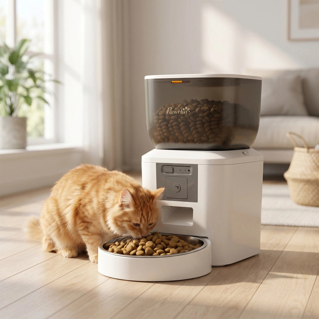 Distributore Automatico Cibo Gatti e Cani 4L WiFi 2.4G App Controllo con Telecamera Bianco