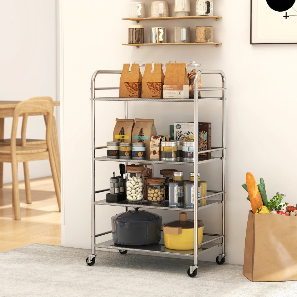 Carrello da cucina a 4 ripiani ¨C Minimal ¨C acciaio inox 60x35x100 cm argento