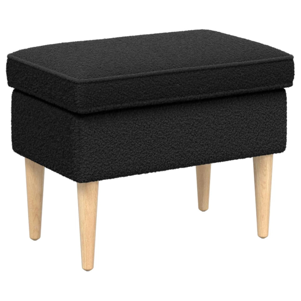 Poltrona con Ottomano 2 pz Nero Bouclé 3418837