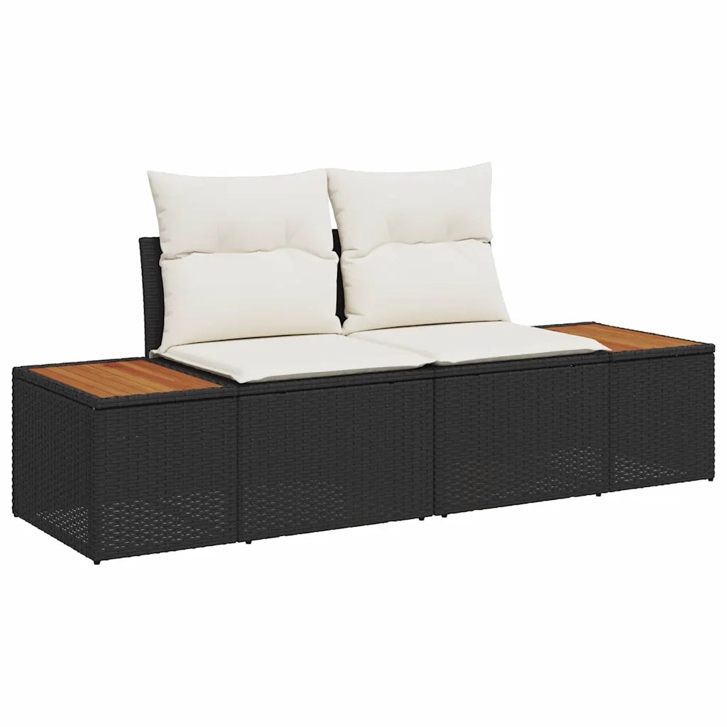 Set Divano da Giardino 12 pcs Nero polyrattan