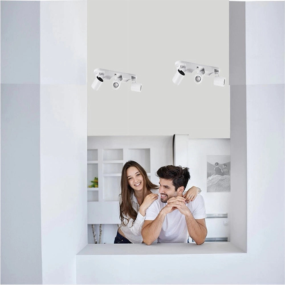 Trade Shop - Applique 3 Diffusori Orientabile Soffitto Parete Lampada Gu10 Bianco Nero Th8803 -