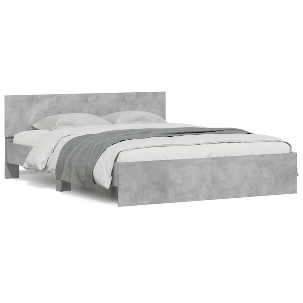 Giroletto con Testiera e LED Grigio Cemento 150x200 cm 3207605