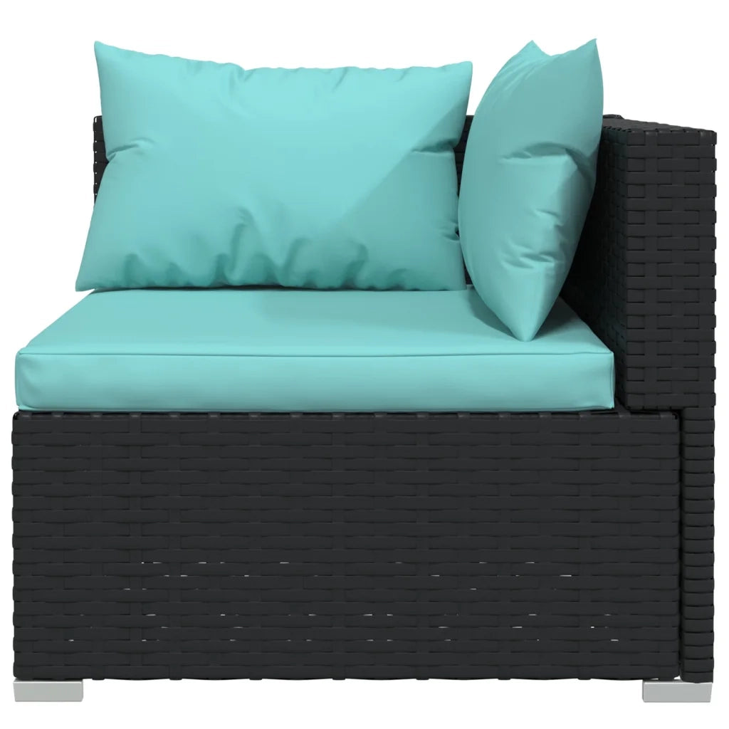 Set Divani da Giardino 9 pz con Cuscini in Polyrattan Nero 3102377