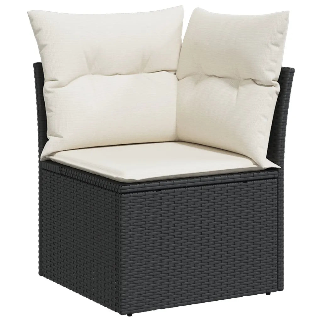 Set Divani da Giardino 9 pz con Cuscini Nero in Polyrattan 3225097