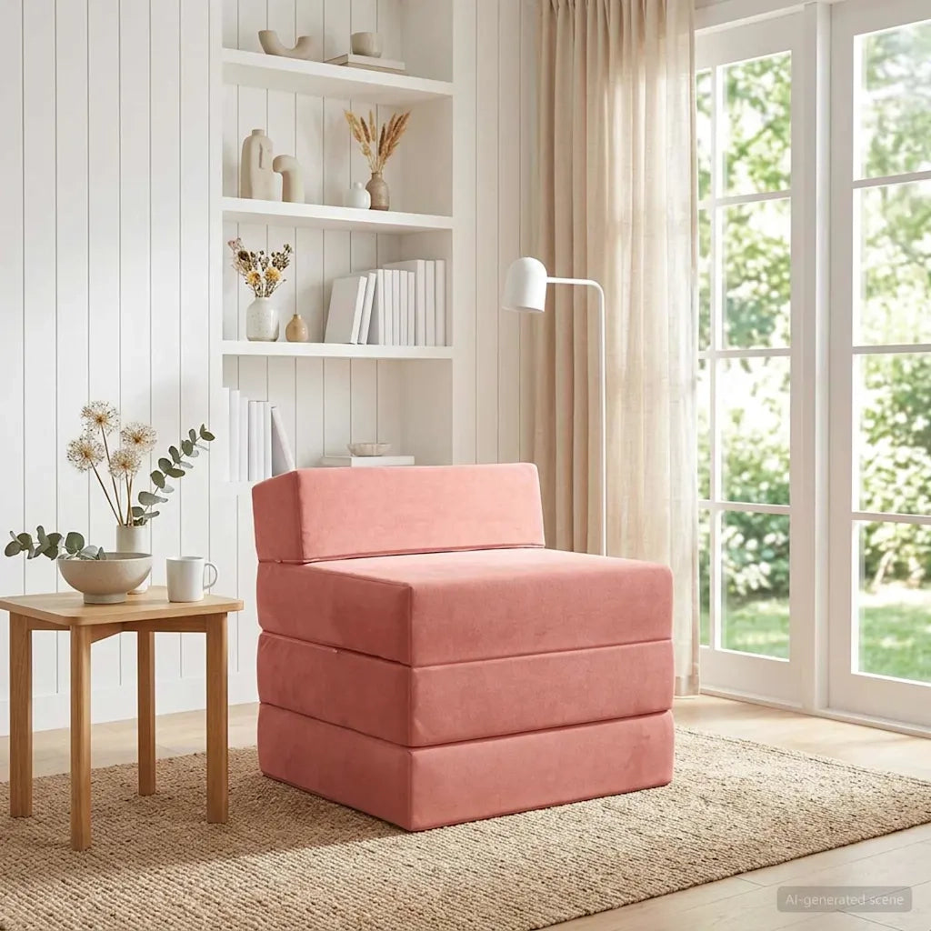 Divano Letto Pieghevole Rosa 200 x 70 x 15 cm Velluto 900010