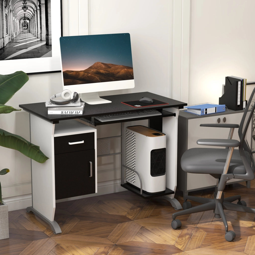 Scrivania per computer ¨C Xylo ¨C MDF bianco e nero 100x52x75 cm