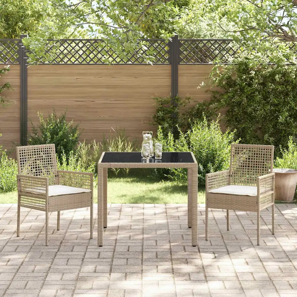 Set da Pranzo per Giardino 3 pz | Set Salotto da Giardino Beige polyrattan