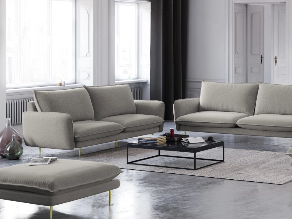 Cosmopolitan Design - Divano "Vienna" 2 posti in tessuto strutturato grigio chiaro 