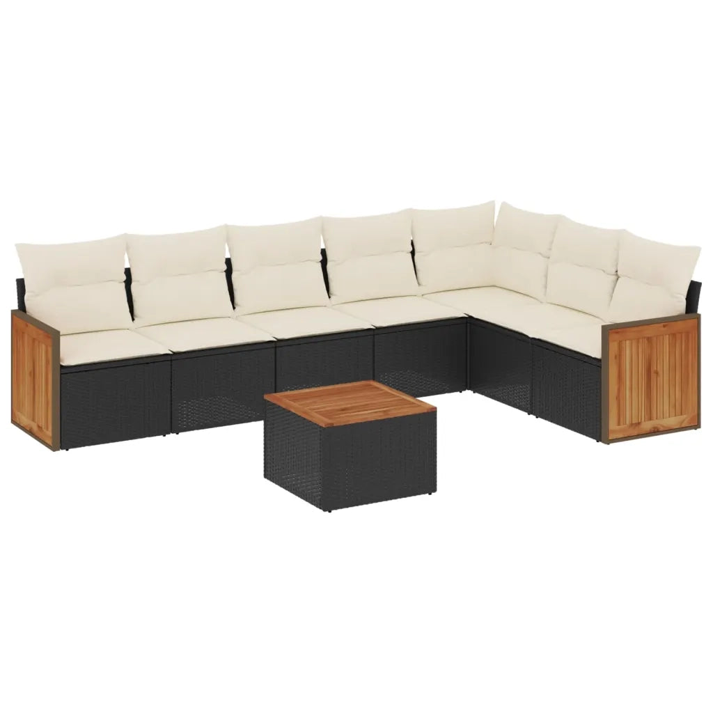 Set Divani da Giardino con Cuscini 8 pz Nero in Polyrattan 3260117