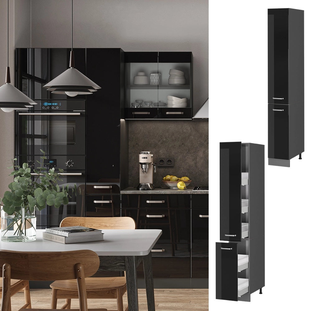 Armadio da farmacia R-Line Nero lucido/Antracite 30 cm Vicco