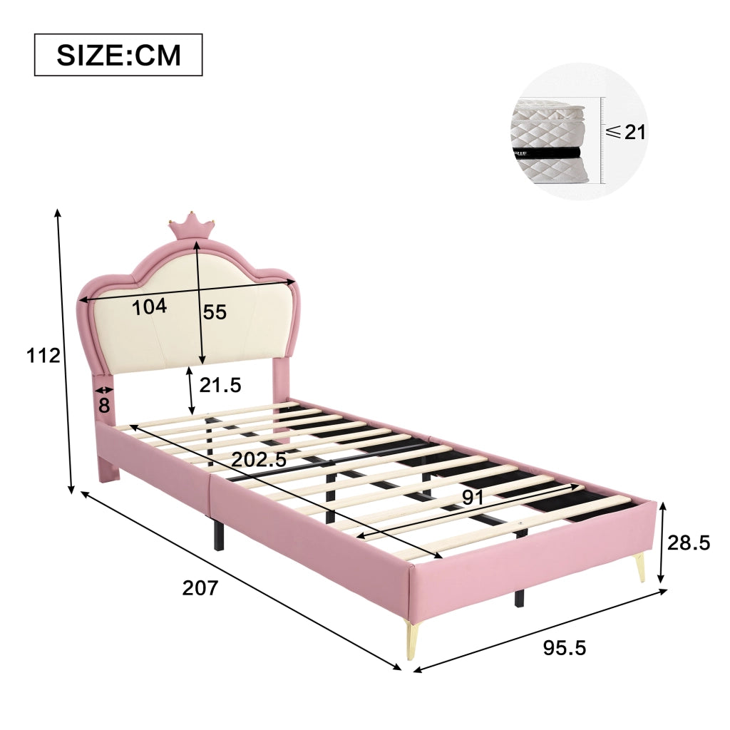 letto imbottito pu rosa bianco 90x200 cm
