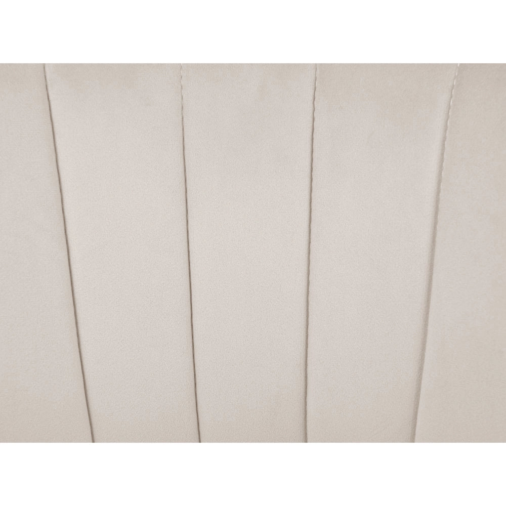 Sedia girevole da ufficio in velluto beige regolabile in altezza e con schienale imbottito