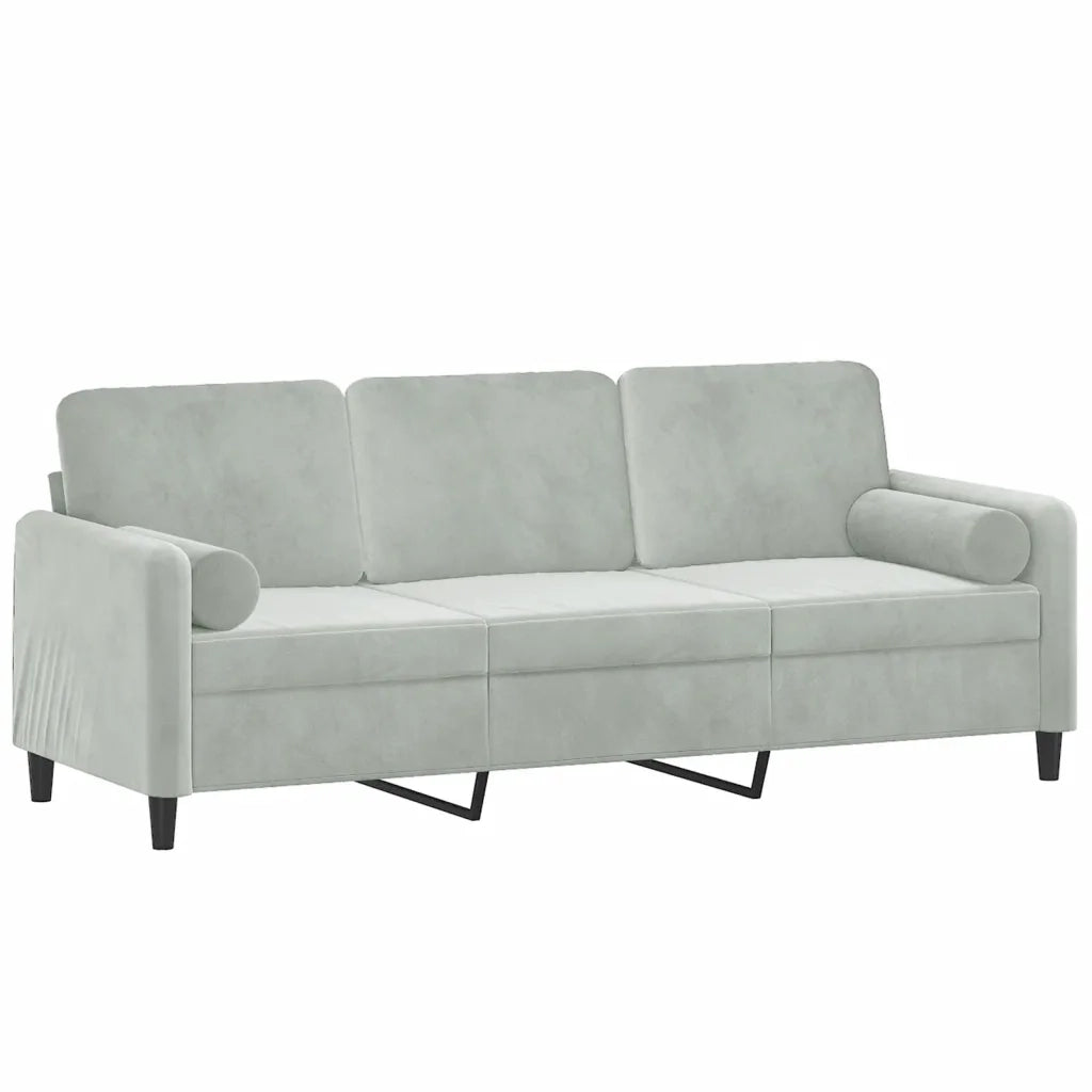 Divano a 3 Posti con Cuscini-Sofa 3 Posti con Cuscini Grigio Chiaro 180 cm in Velluto 732994