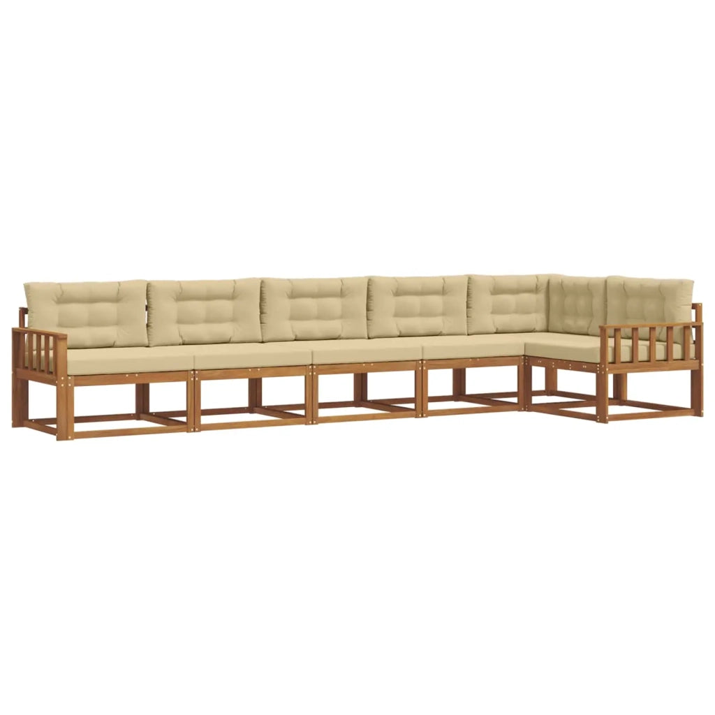 Set di divani da esterno con cuscino 6 pcs Naturale e Beige 3367646