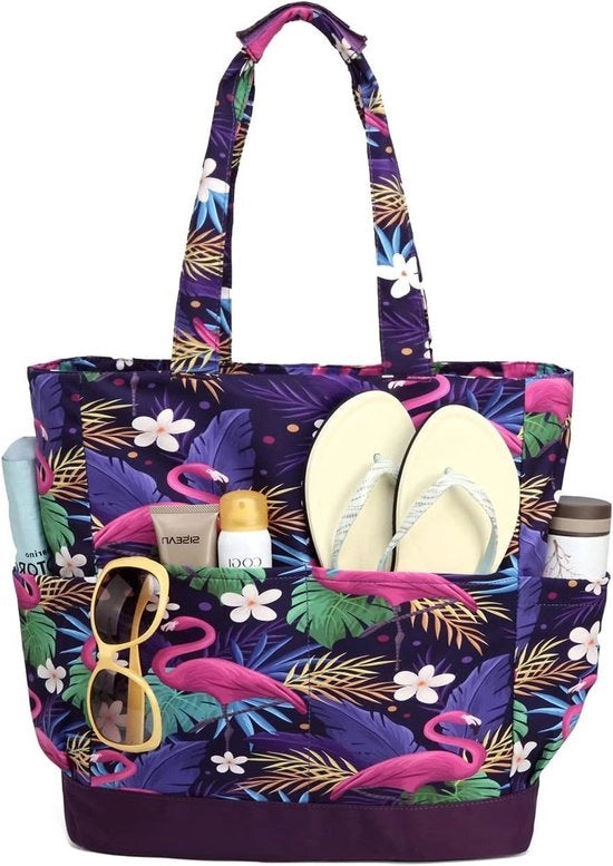 Borsa da spiaggia impermeabile e pieghevole - Grande borsa per donne con chiusura a zip