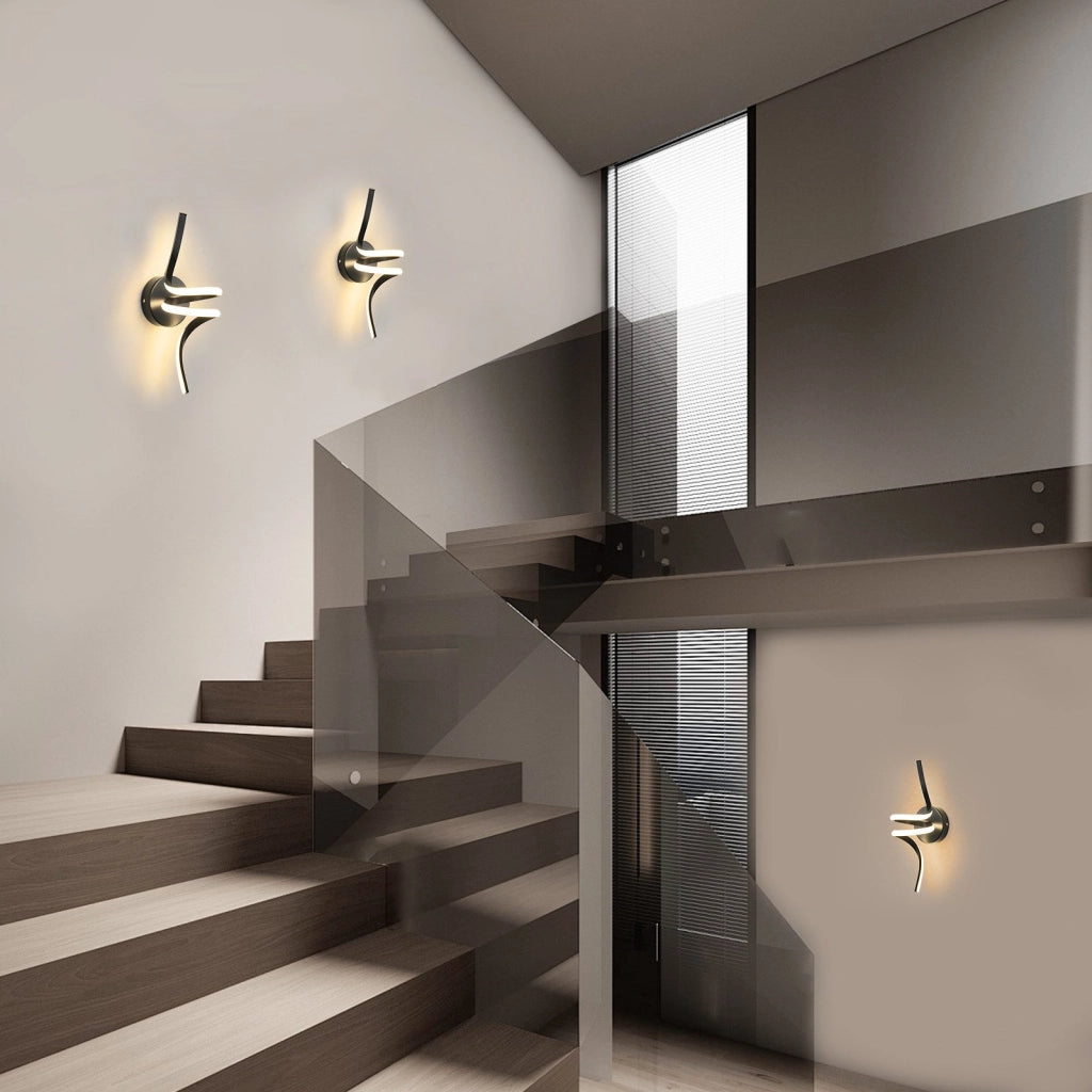 ZMH Applique moderna a LED nera per interni 7W bianco caldo per scale e corridoio