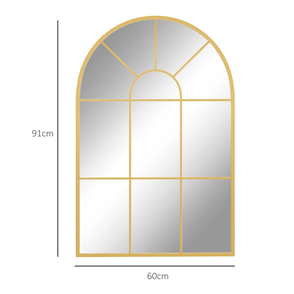 Specchio da Parete ad Arco ¨C Xylo ¨C Vetro e Metallo Oro 91x60 cm