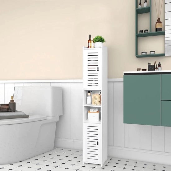 Cassa per la stanza da bagno - acqua resistente - 1 pezzo - bianca - 26 x 22 x 118 cm