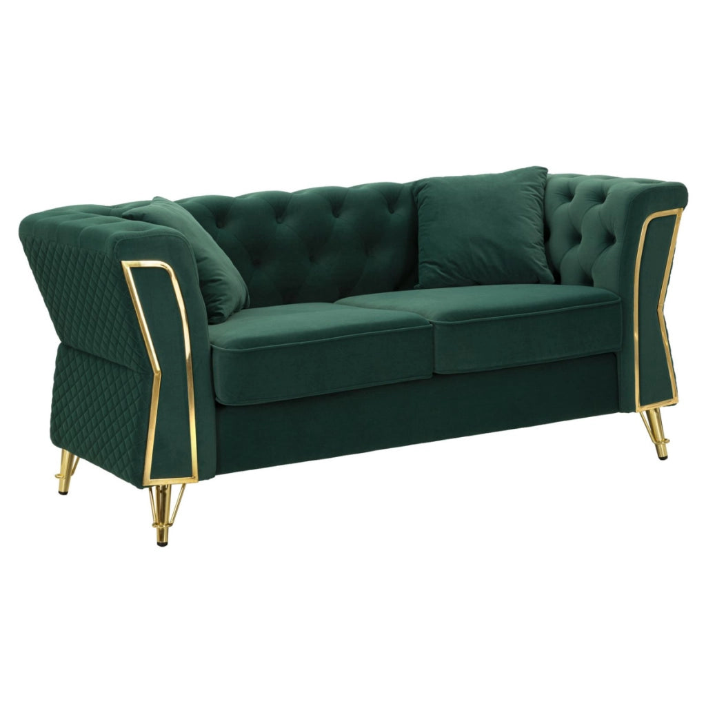Divano VKH39, Verde, Legno, 162x83x76 cm