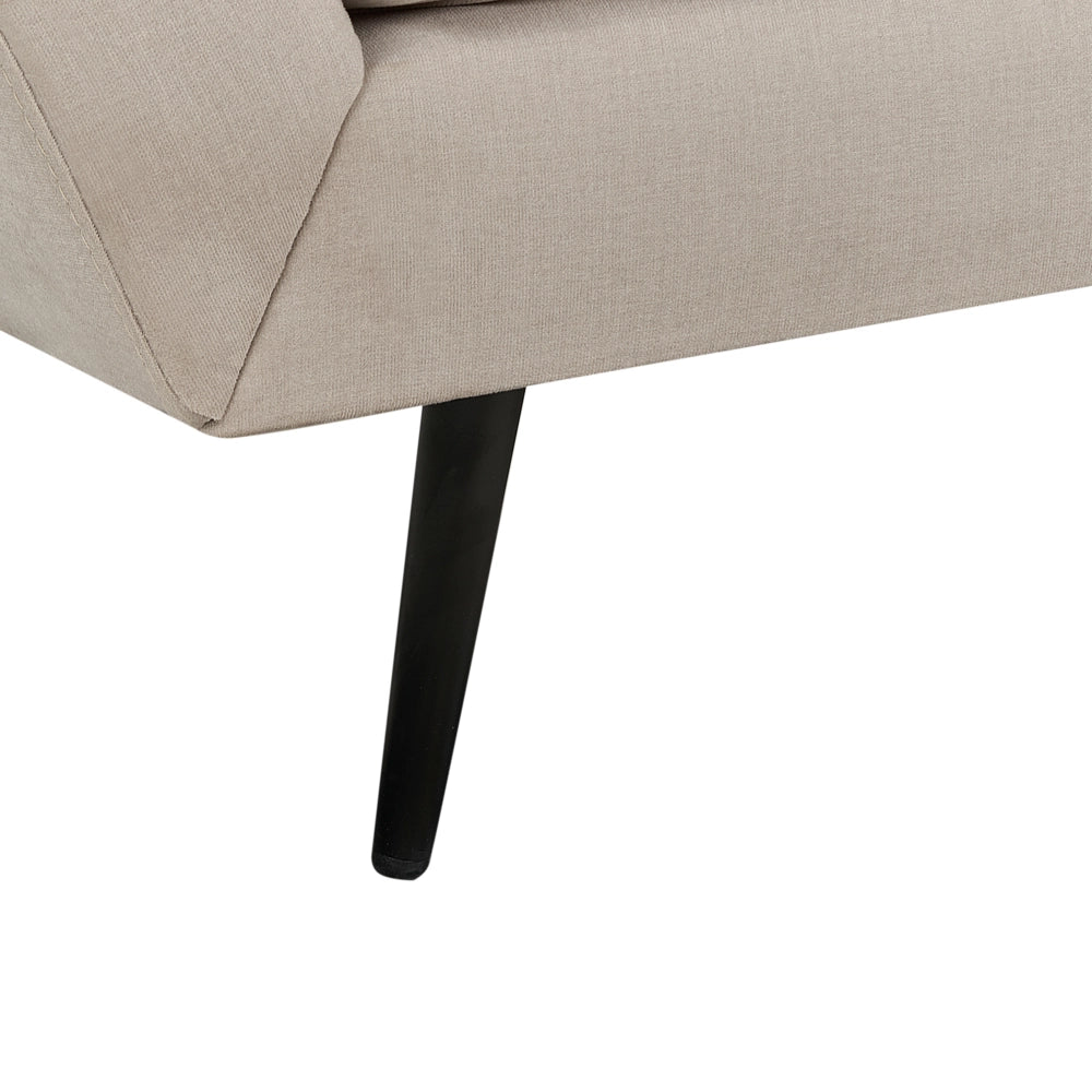 Divano gambe in metallo velluto beige 210 x 90 cm con cuscini retrò