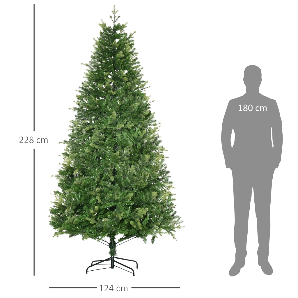 Albero di Natale Artificiale e Ignifugo per Interni con 2056 Rami e Base in Metallo, ?124x228 cm, Verde
