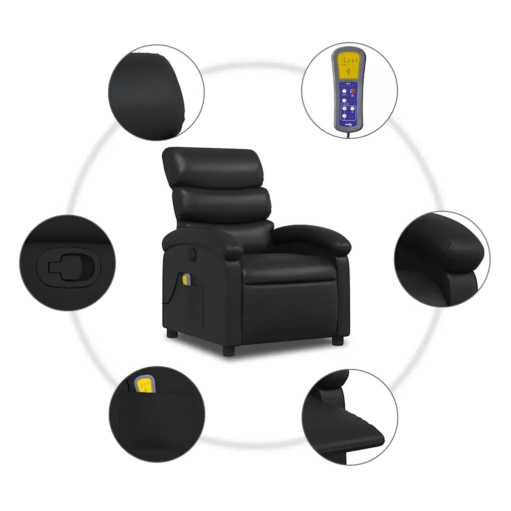 Poltrona Massaggiante | Sedia Relax Reclinabile Nera in Similpelle