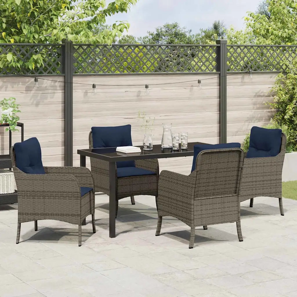 Set da Pranzo per Giardino con cuscino 5 pcs Grigio polyrattan 3380192