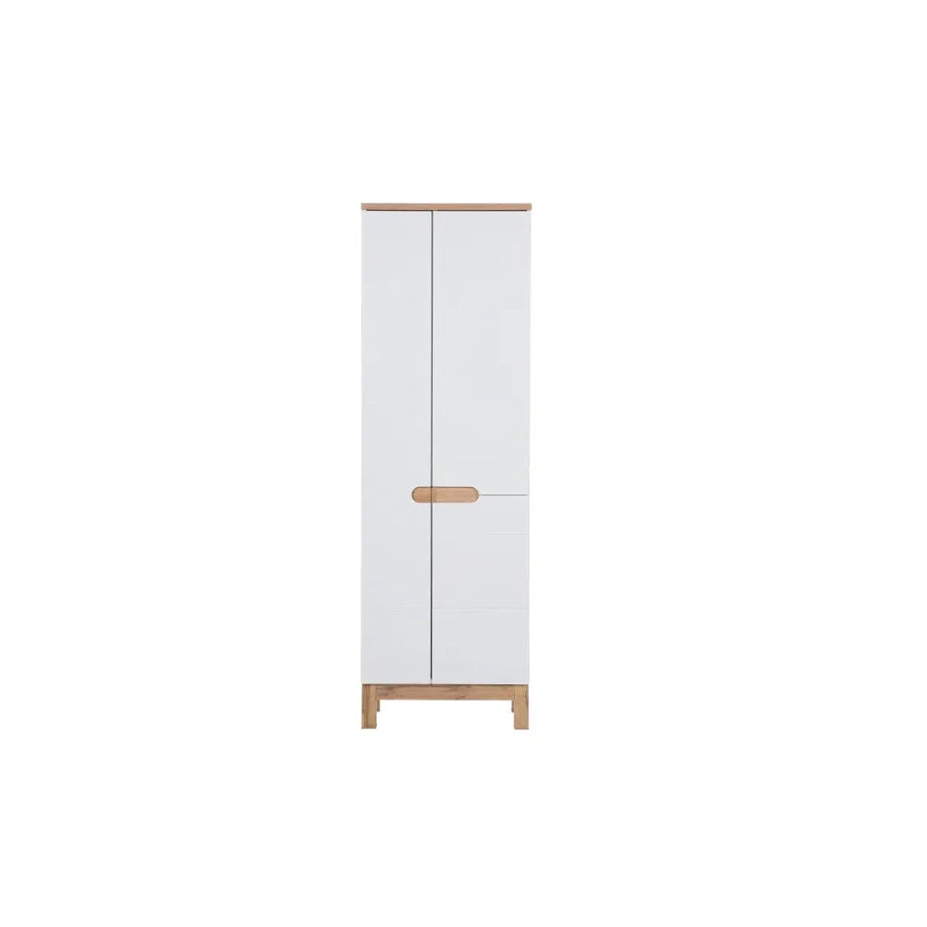 Colonna bagno ERMANO – Rovere chiaro e bianco lucido – 60x187 cm – 1 porta – Da posare